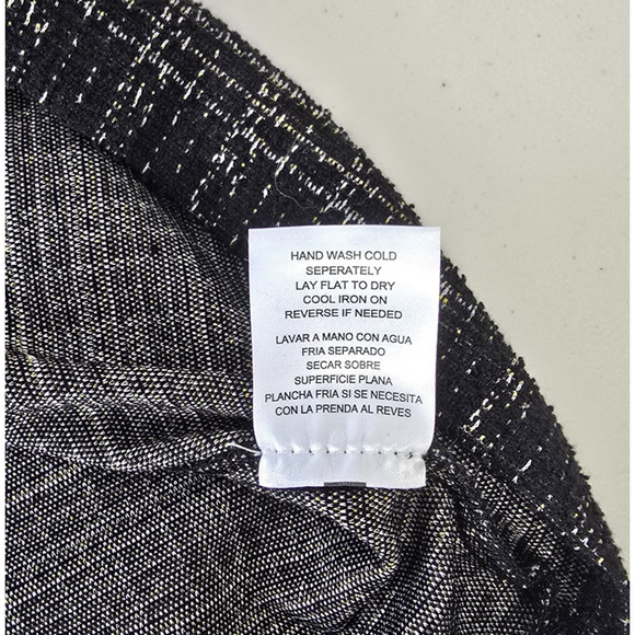 City Triangles Tweed Dress Women's L Black Gold Geo Faux Pearl Collar Mini NWT - Picture 7 of 14